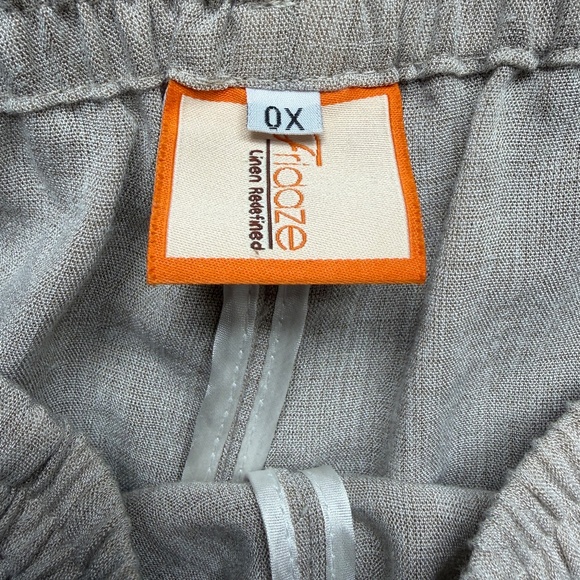 Fridaze Linen Pants Redefined Linen Beige Elastic Waist Women’s Wide Leg | Sz 0X - Picture 2 of 16